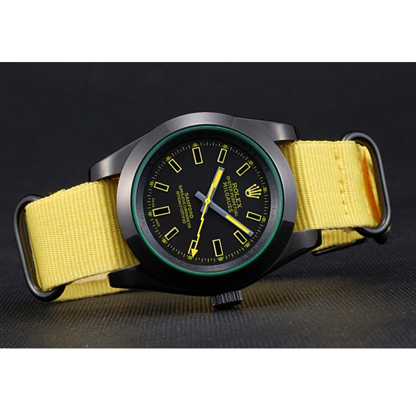 Aaa replica Milgauss 621999 Strap Nylon Yellow Rolex Bamford 0522